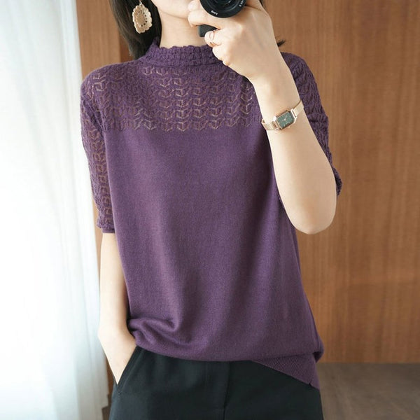 Women Casual Lace Paneled Shirts & Tops