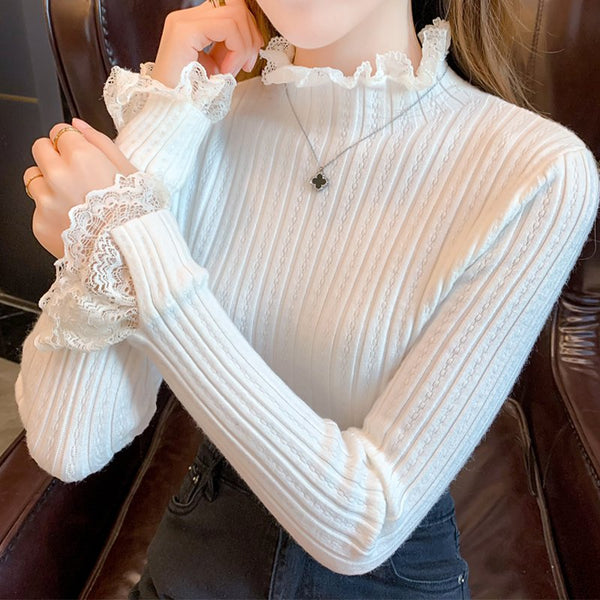 Paneled Knitted Long Sleeve Sweater