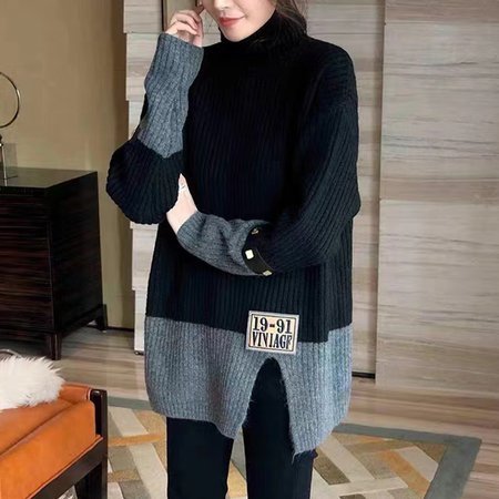 Black Casual Shift Long Sleeve Sweater