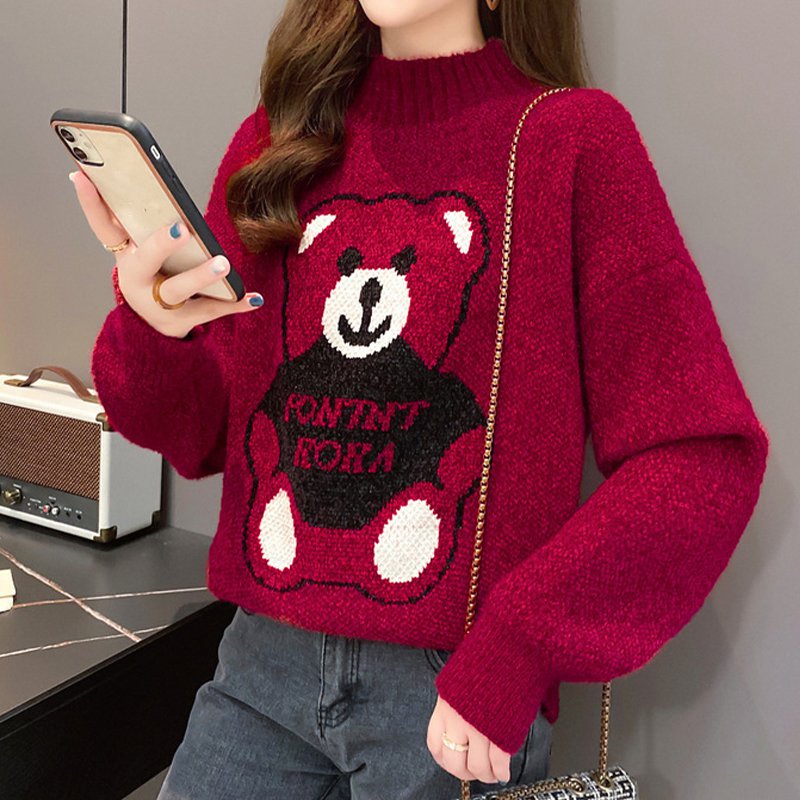 Embroidered Long Sleeve Shift Sweater