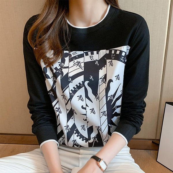 Black Cocoon Casual Abstract Shirts & Tops
