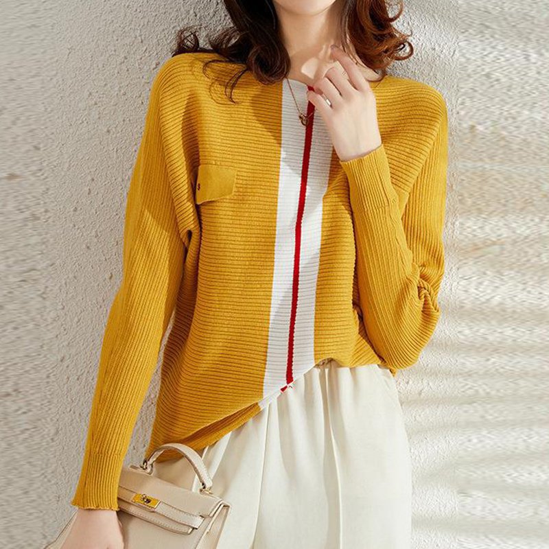 Casual Long Sleeve Shift Knitted Sweater