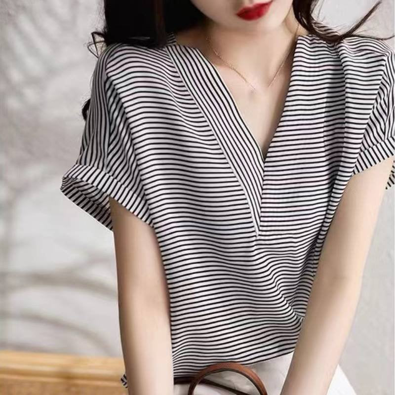 As Picture Stripes Causal Shirts & Tops