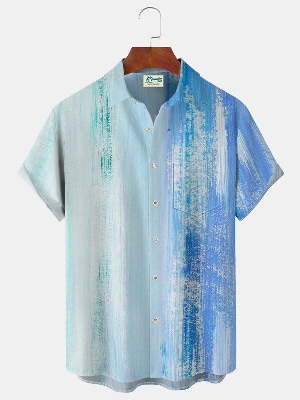 Texture Art Print Beach Men's Hawaiian Oversized Shirt With Pocket