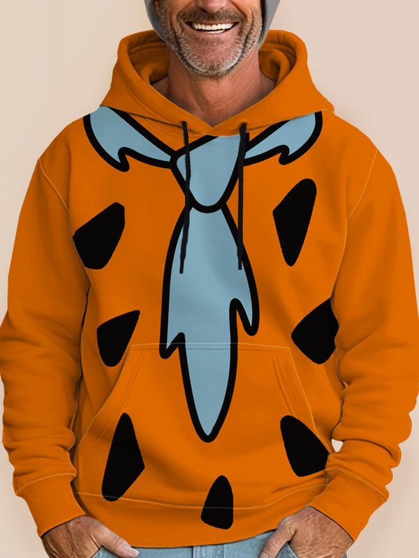 50's Retro Cartoon Orange Men's Hoodies Pocket Hoodie Stretch Plus Size Art Fun Sweatshirts