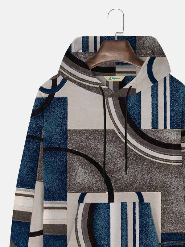 Men's Vintage Hoodies Geometric Art Cotton Blend Plus Size Sweatshirt