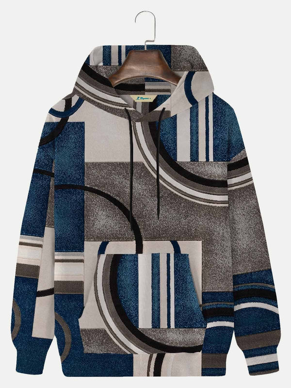 Men's Vintage Hoodies Geometric Art Cotton Blend Plus Size Sweatshirt