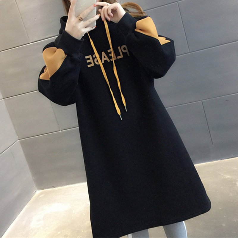 Printed Long Sleeve Casual Letter Dresses