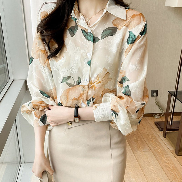 Women Buttoned Floral Shift Casual Shirts & Tops