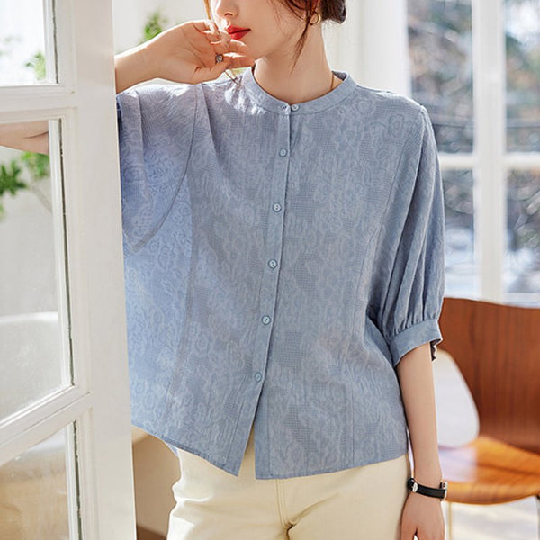 Women Buttoned Casual Half Sleeve Shirts & Tops
