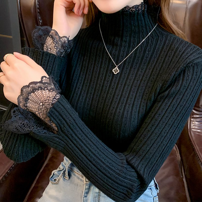 Paneled Knitted Long Sleeve Sweater