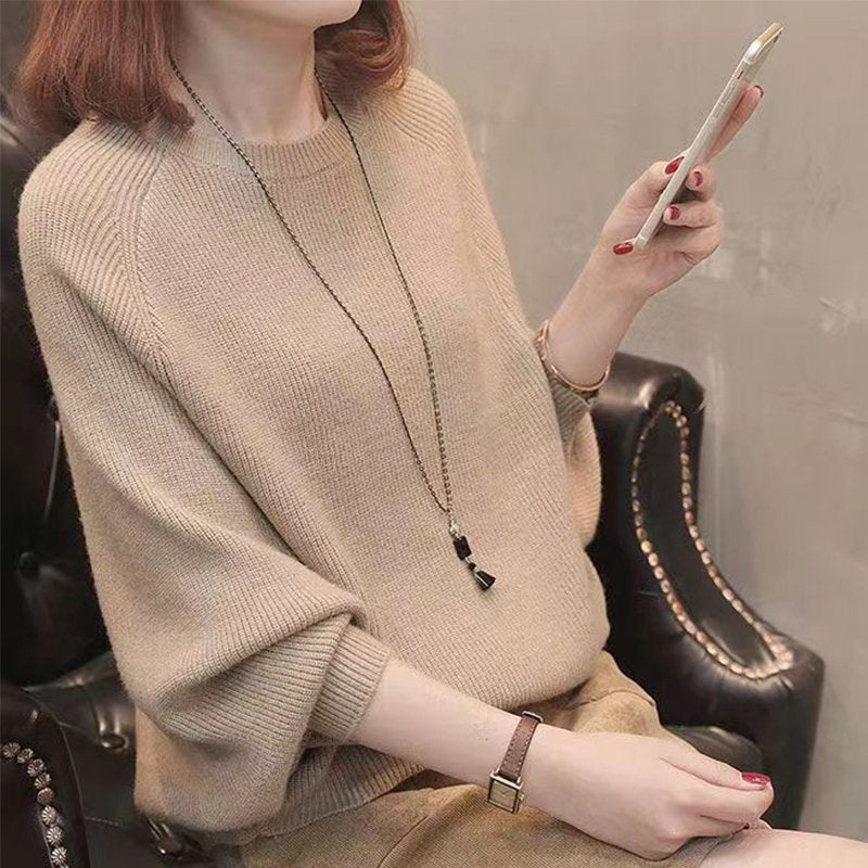 Knitted Solid Casual Knitted Sweater