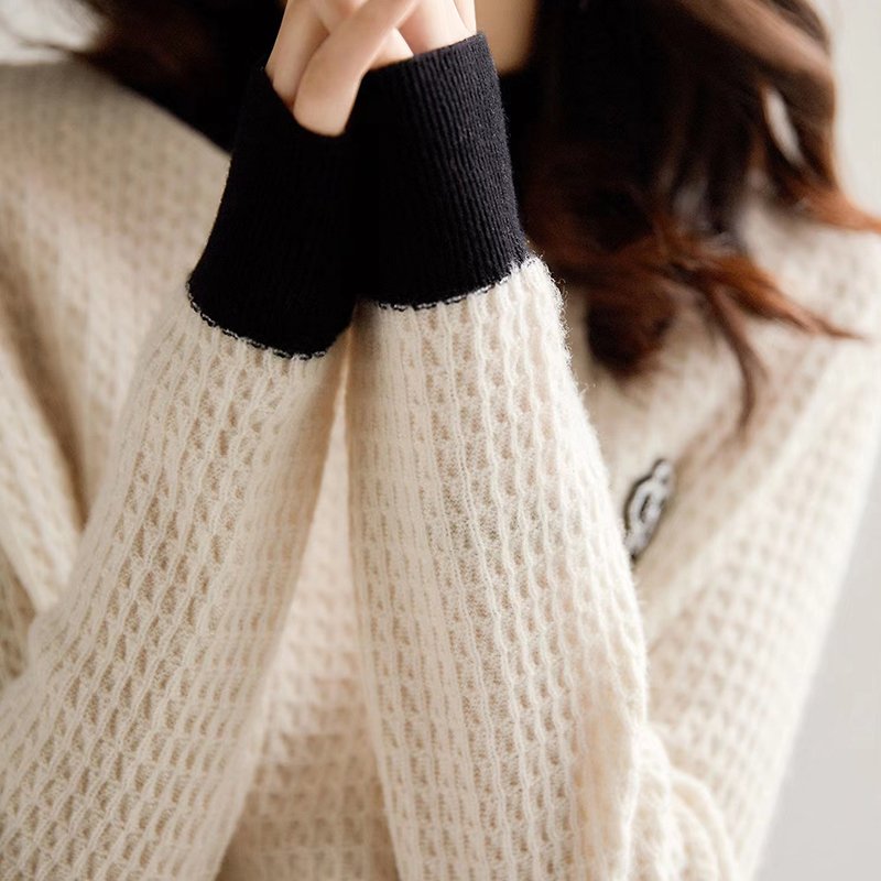 Shift Paneled Knitted Long Sleeve Sweater