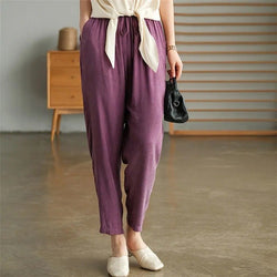 Women Pockets Casual Solid Pants