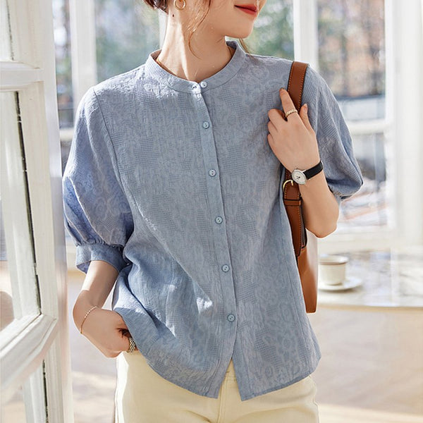 Women Buttoned Casual Half Sleeve Shirts & Tops