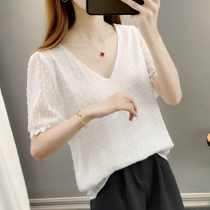 Women Casual Shift Solid Lace Shirts & Tops
