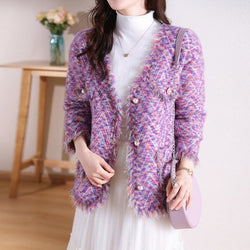 Purple Casual Long Sleeve Fringed Outerwear