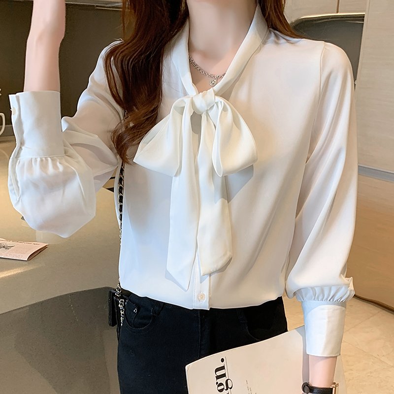 Women Long Sleeve Formal Lace-up Shirts & Tops