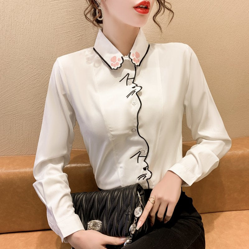 Women Long Sleeve Embroidered Shirts & Tops