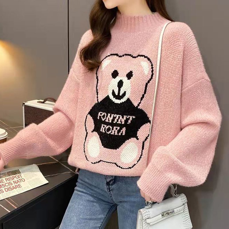 Embroidered Long Sleeve Shift Sweater
