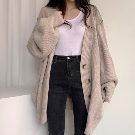 Plain Shift Buttoned Casual Sweater