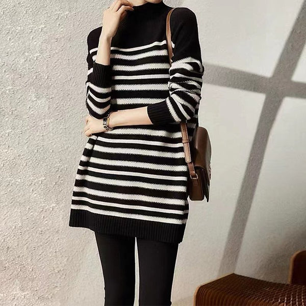 Stripe Casual Long Sleeve Knitted Sweater