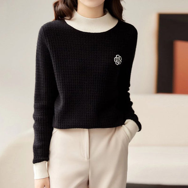 Shift Paneled Knitted Long Sleeve Sweater