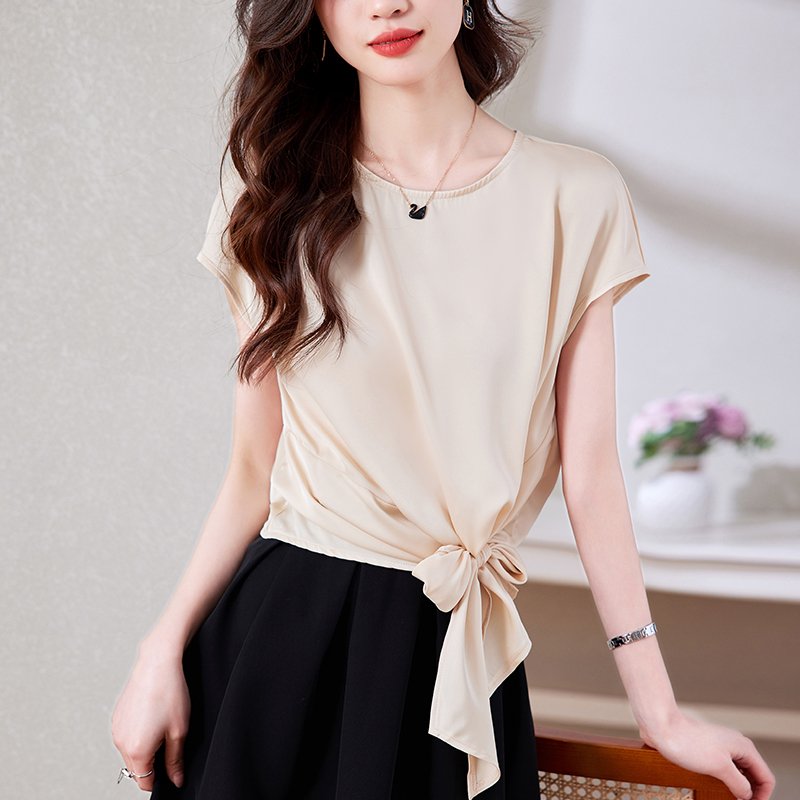 Women Casual Short Sleeve Solid Shirts & Tops