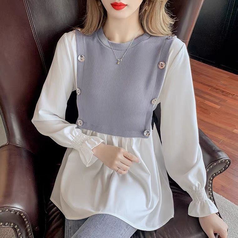 Women Long Sleeve Patchwork Casual Shirts & Tops