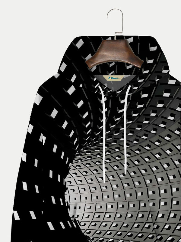 Men's Urban Fashion Casual hoodies 3D Space Gradient Cotton Blend Plus Size Black Sweatshirts