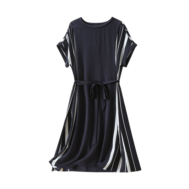 Striped Black Tied Waist Dress