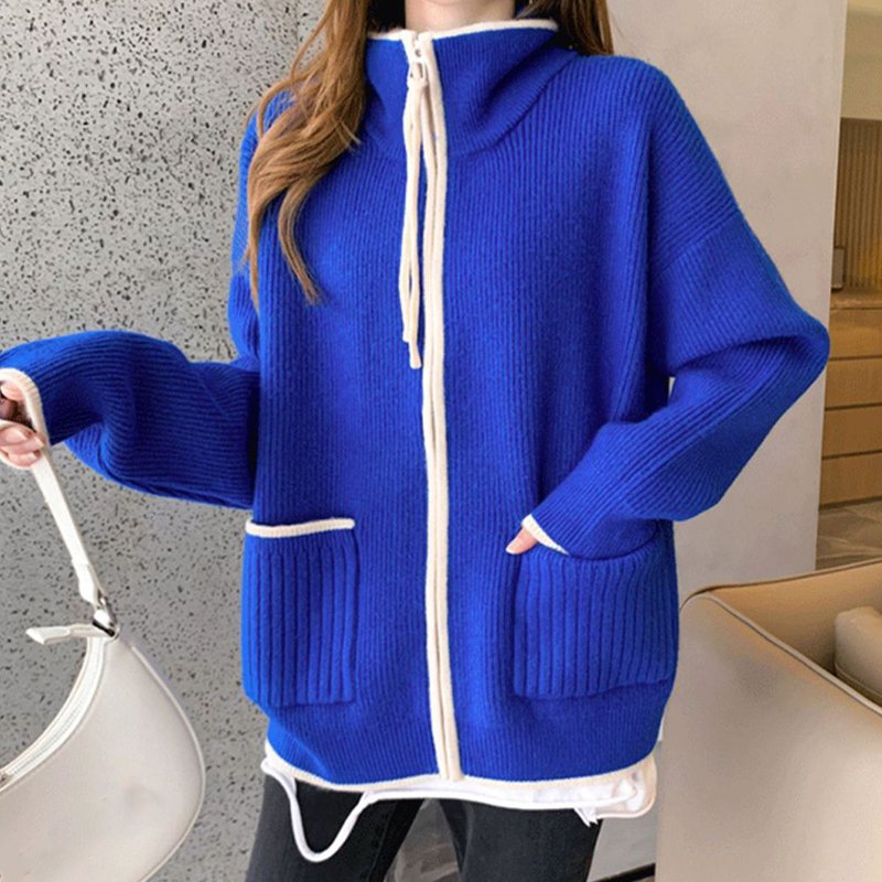 Knitted Pockets Shift Casual Sweater
