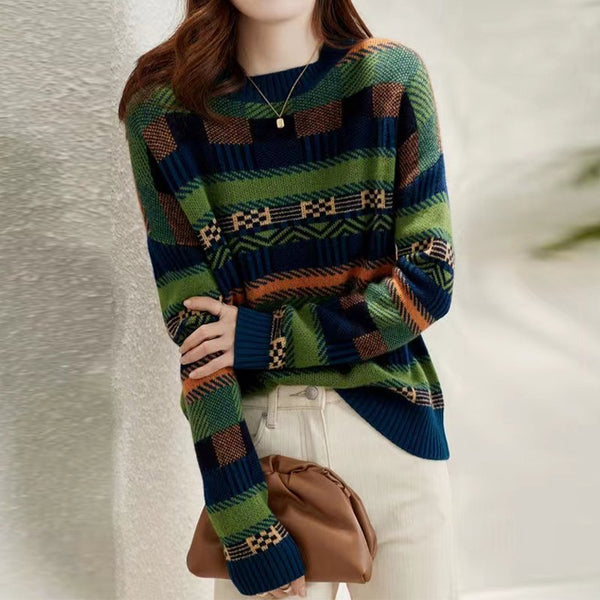Green Shift Knitted Long Sleeve Sweater