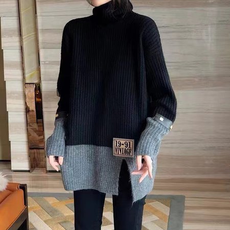 Black Casual Shift Long Sleeve Sweater