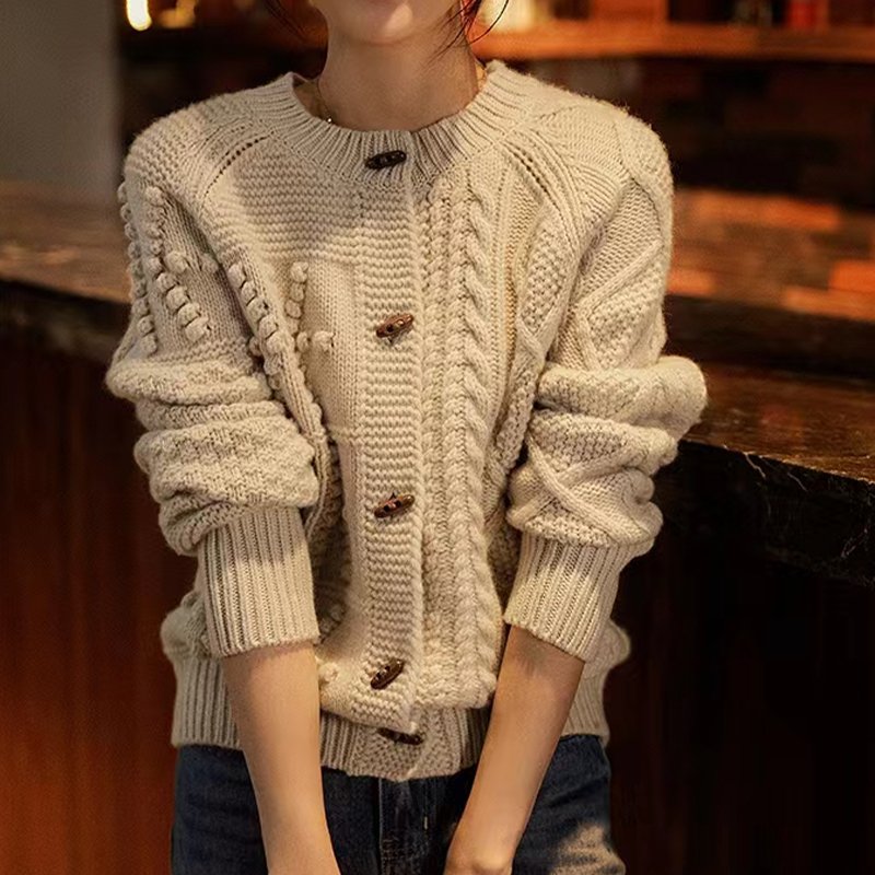 Sweet Plain Shift Buttoned Sweater