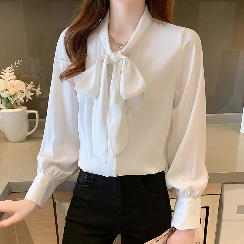 Women Long Sleeve Formal Lace-up Shirts & Tops
