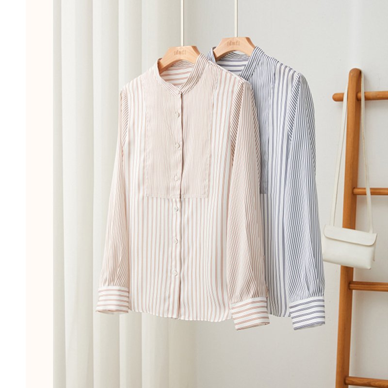 Women Shift Long Sleeve Casual Striped Shirts & Tops
