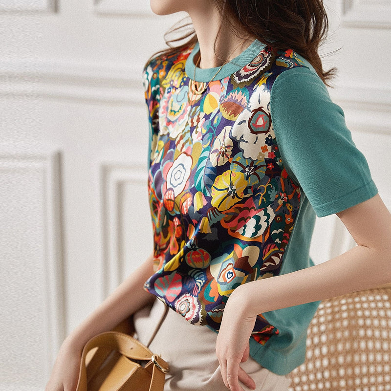 Women Short Sleeve Floral Printed Shirts & Tops