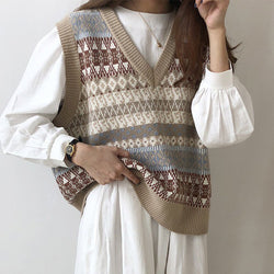 Brown Shift Tribal Paneled Vintage Vests