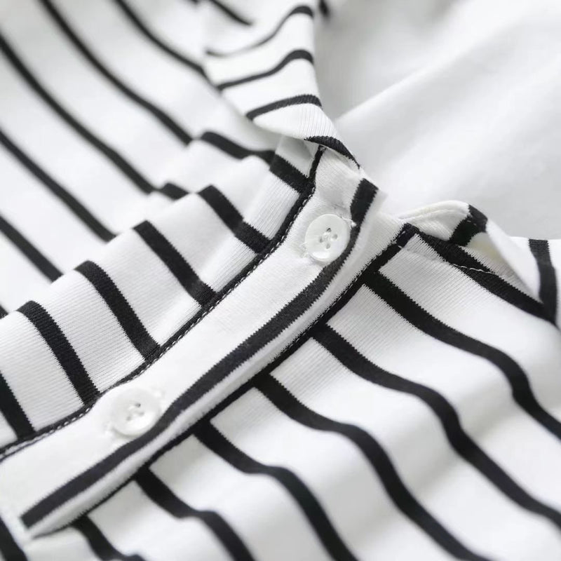 Casual Half Sleeve Striped Paneled Shirts & Tops