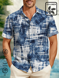 Abstract Textured Print Beach Men's Hawaiian Oversized Pocket Shirt