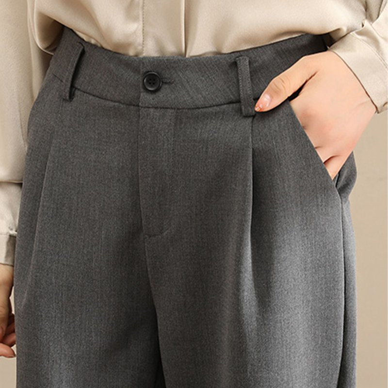 Cotton-Blend Plain Pants