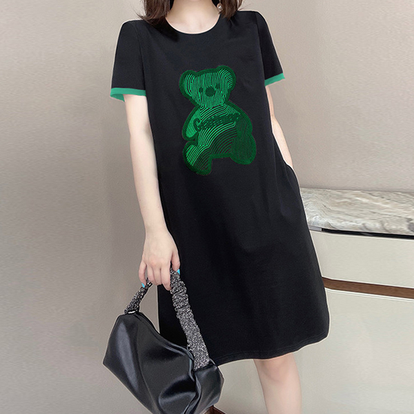 Black Casual Printed Cotton-Blend Dresses