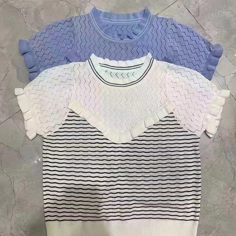 Striped Casual Short Sleeve Shirts & Tops