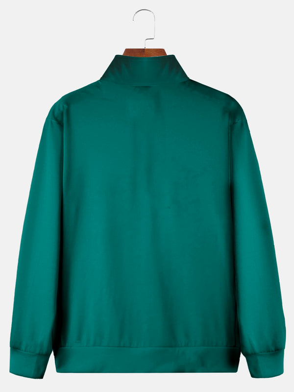 Men's Vintage Geometric Bull Print Zipper Stand Collar Sweatshirt