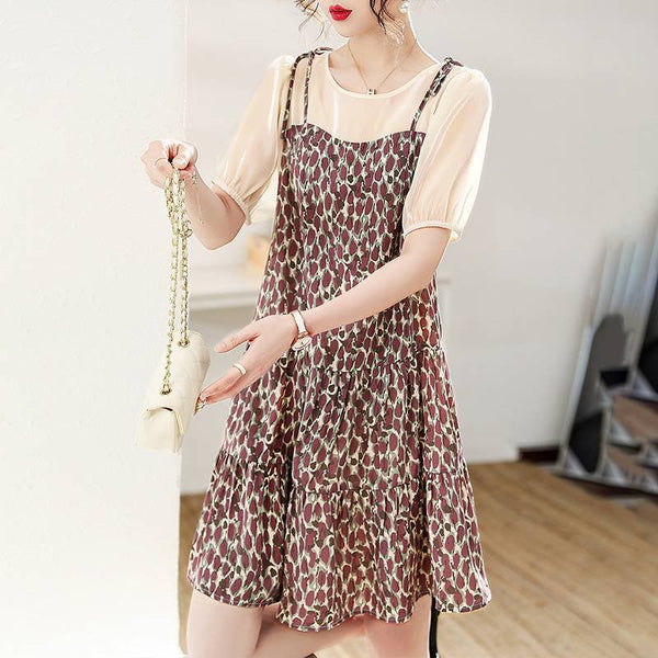 Apricot Short Sleeve Casual Dresses