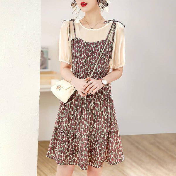 Apricot Short Sleeve Casual Dresses