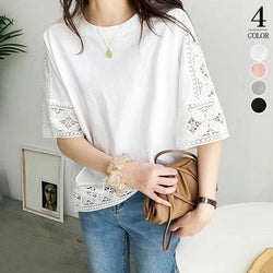 Cotton-Blend Half Sleeve Plain Shirts & Tops