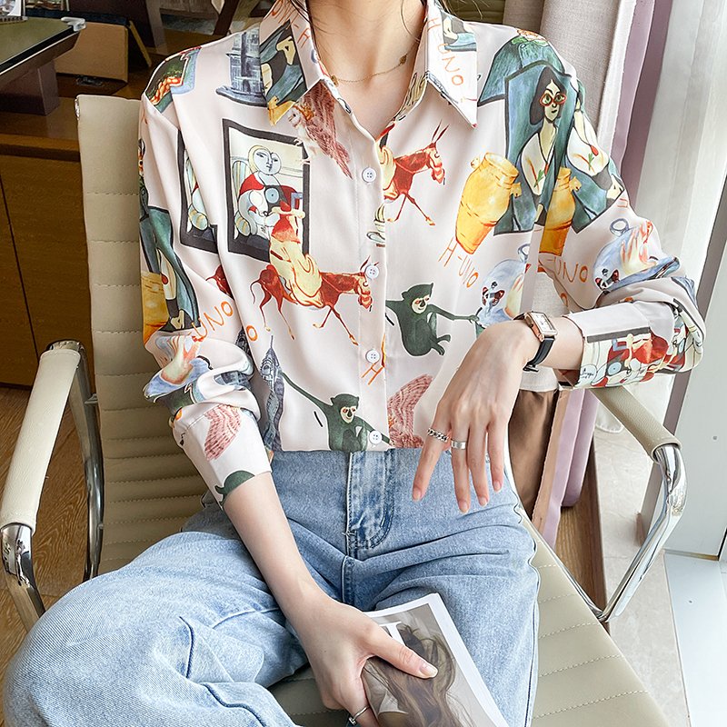 Sweet Floral Silk-Chiffon Shirts & Tops