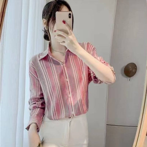 Long Sleeve Striped Casual Shirts & Tops